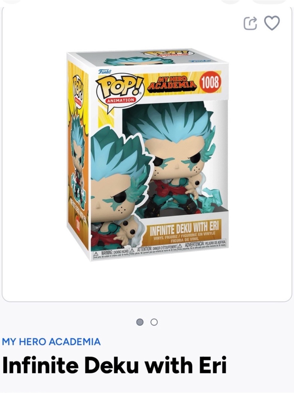 Funko Pop! Animation My Hero Academia Infinite Deku with Eri - Teal, Blue- 1008
